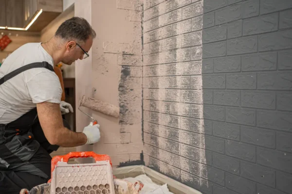 a person applying waterproofing paint