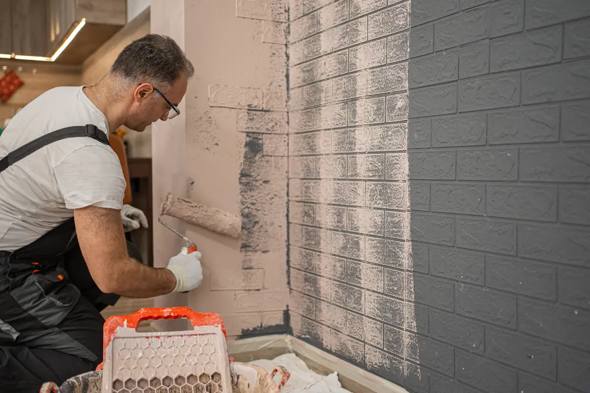a person applying waterproofing paint